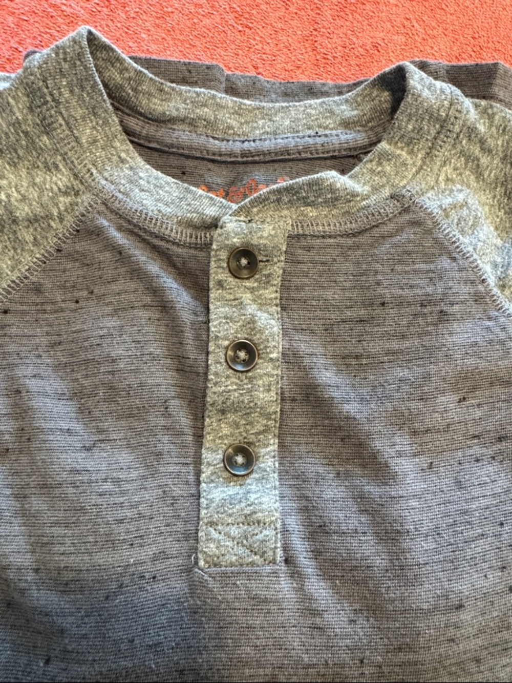 Cat & Jack Boys' Two-Tone Gray Henley Long Sleeve Shirt - Picture 10 of 10